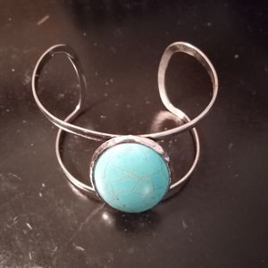 Oversized Turquoise Oval and Silver Band